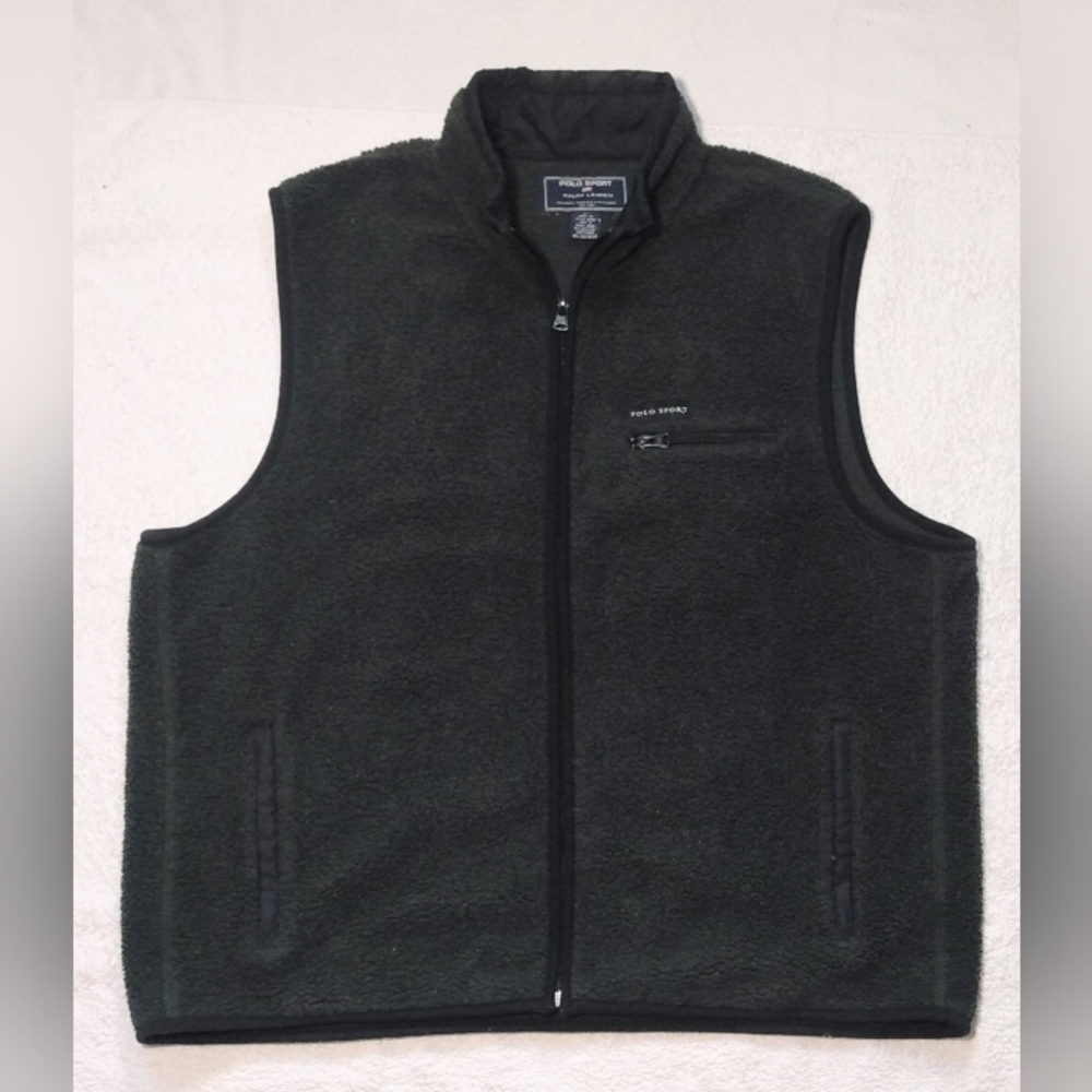 Vintage POLO SPORT Ralph Lauren Deep Pile Fleece Forest Green Vest - Men's XL